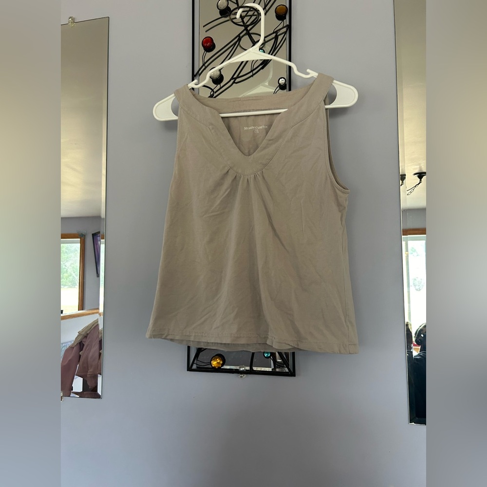 Women's Beige Sleeveless Top